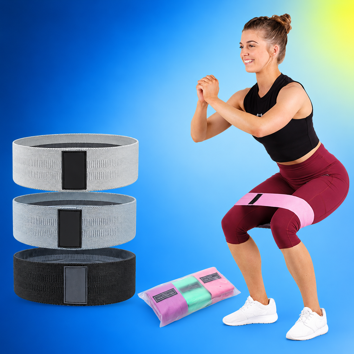 Fabric Hip Resistance Bands – Set of 3